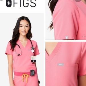 Neon pink Figs scrub set